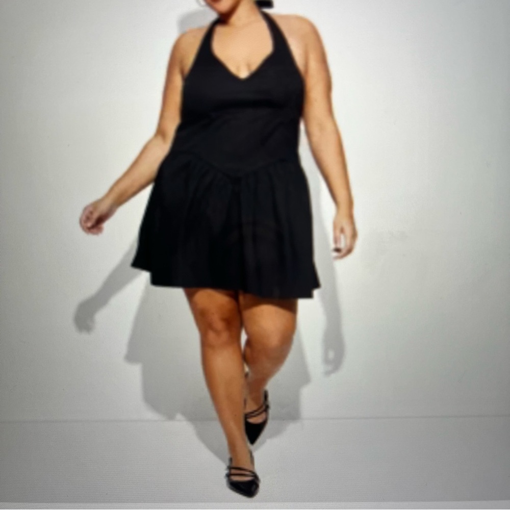 Wild Fable Women's Black Drop Waist Mini Halter Flare Resort Wear Dress Size XL